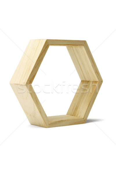 Stock photo: Wooden hexagonal ring 