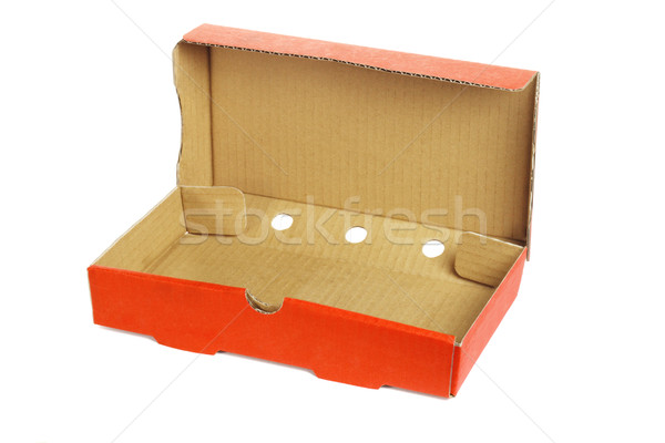 Caja de pizza rectangular forma blanco pizza naranja Foto stock © dezign56