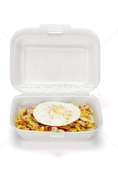 Sült rizs tojás doboz nyitva fehér Stock fotó © dezign56