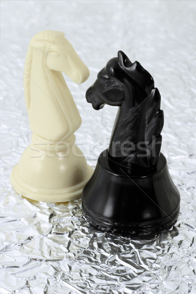 Confronting black and white knights  Stock photo © dezign56