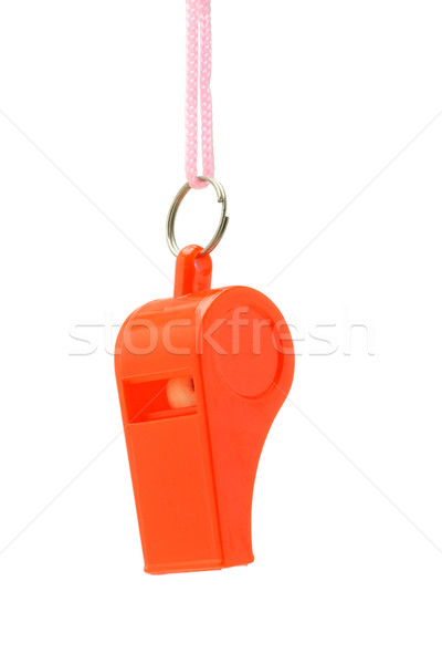 Roşu plastic fluier suspendat alb jucărie Imagine de stoc © dezign56