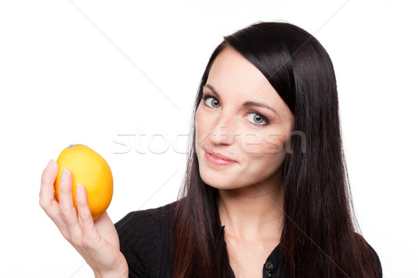 Stock photo: Produce - fruit woman with lemon