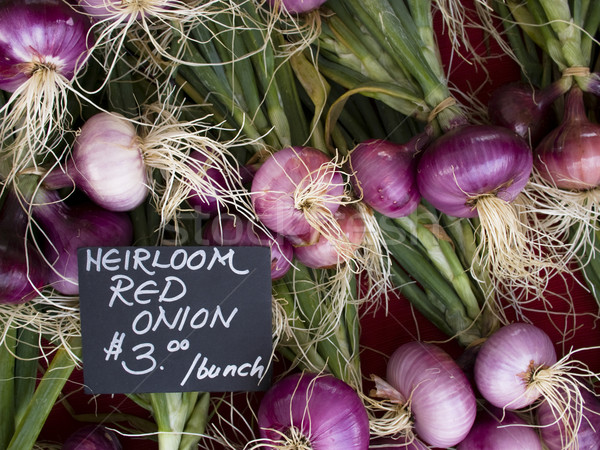 produce - organic red onions background Stock photo © dgilder
