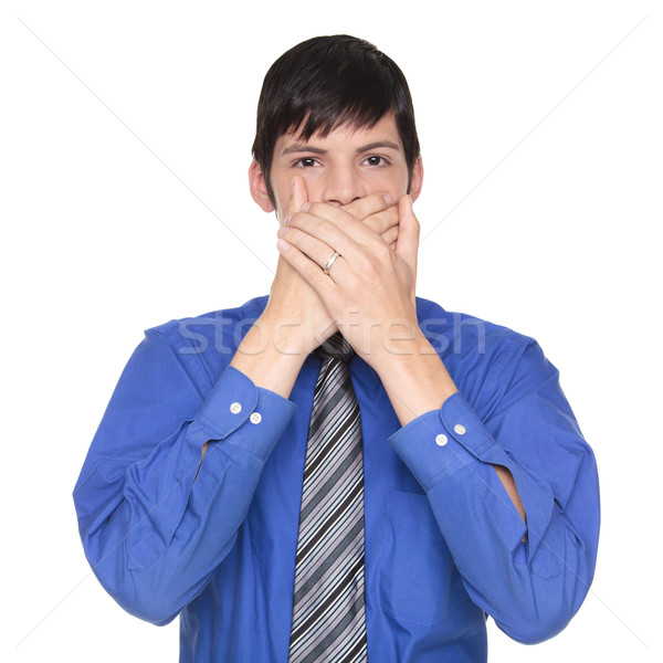 Speak No Evil - Caucasian businessman posing Stock photo © dgilder