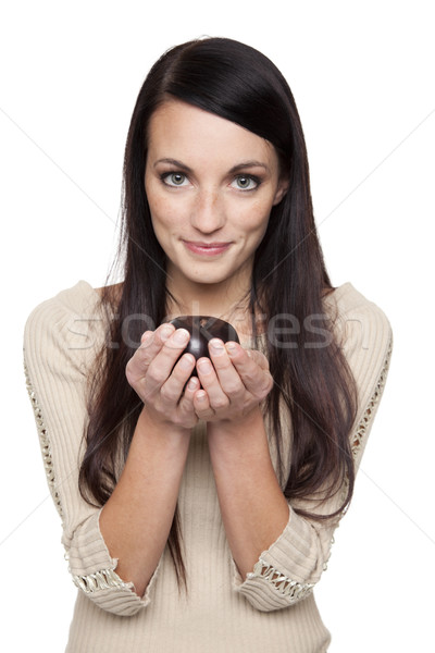 Produce - fruit woman with plum Stock photo © dgilder