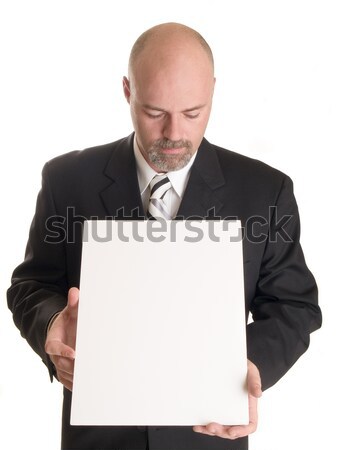 Stock photo: businessman with blank sign
