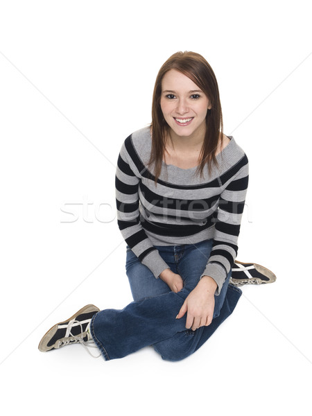 casual teen - sitting on floor Stock photo © dgilder