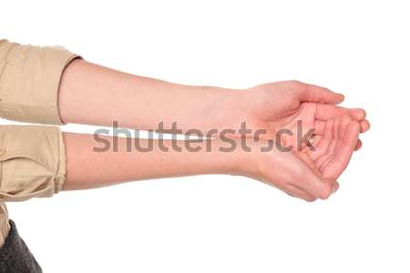 Closeup of arm - hand making number three sign. Stock photo © dgilder