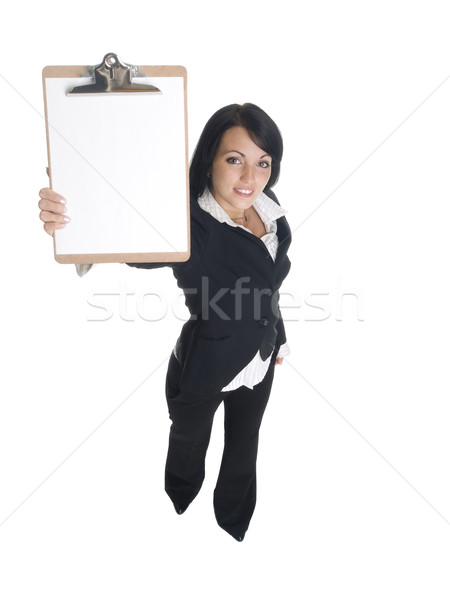 businesswoman - presenting clipboard Stock photo © dgilder