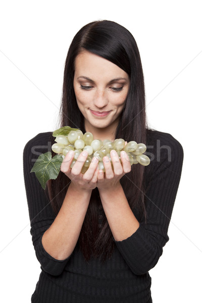 Produce - fruit woman with green grapes Stock photo © dgilder