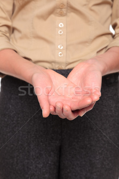 Stock photo: businesswoman - cupped hands