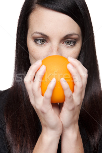 Produce - fruit  woman with orange Stock photo © dgilder