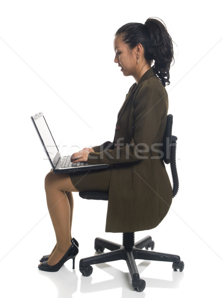 businesswoman - laptop chair Stock photo © dgilder