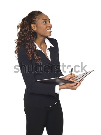 Geschäftsfrau Veranstaltung Planer isoliert tragen Stock foto © dgilder