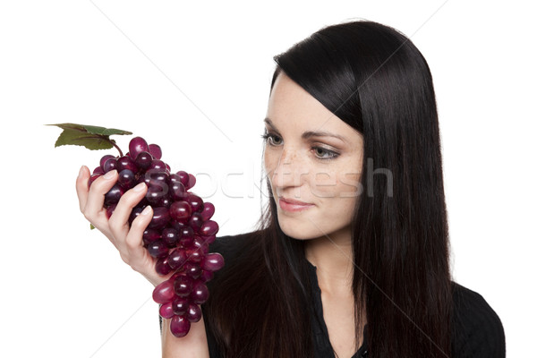 Produce - fruit woman with red grapes Stock photo © dgilder