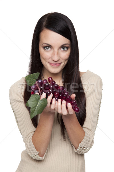 Produce - fruit woman with grapes Stock photo © dgilder