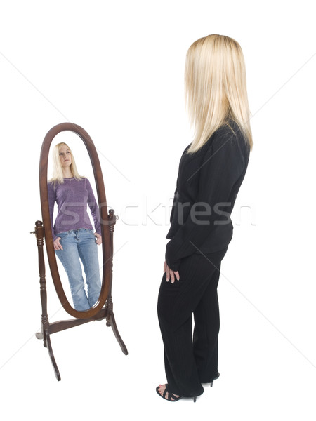 businesswoman - casual mirror Stock photo © dgilder