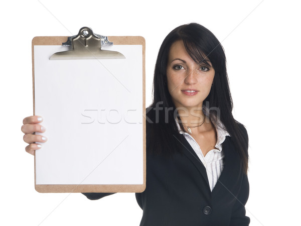 businesswoman - presenting clipboard Stock photo © dgilder