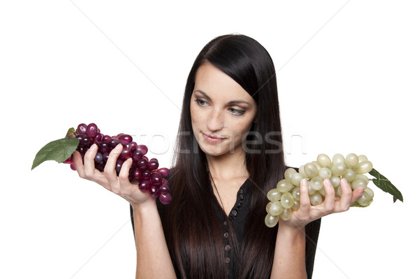 Produzieren Obst Frau Trauben isoliert Stock foto © dgilder