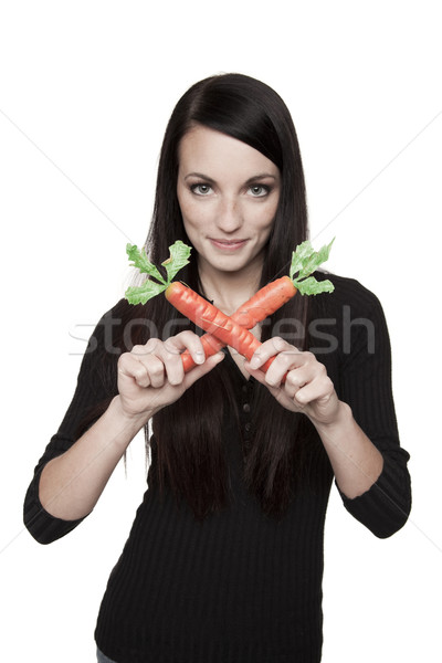 商業照片: 生產 · 蔬菜 · 女子 · 紅蘿蔔 · 孤立