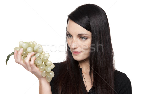 Produce - fruit woman with green grapes Stock photo © dgilder