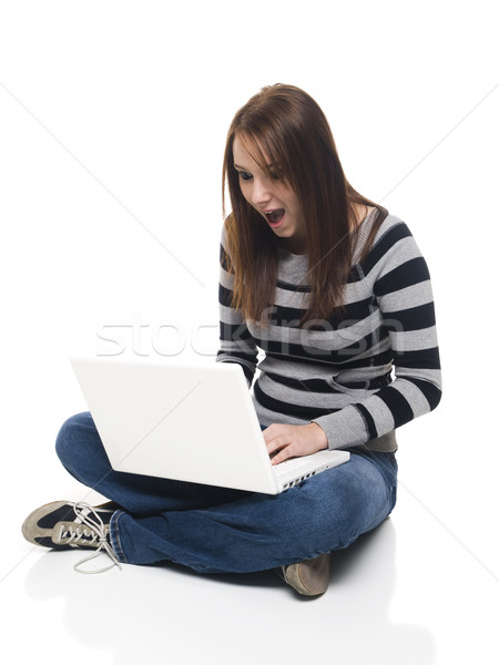 Casual Woman - Laptop Stock photo © dgilder