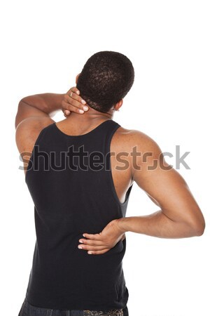 Férfi hát nyaki fájdalom izolált stúdiófelvétel izmos Stock fotó © dgilder
