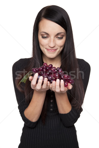 Produrre frutta donna uve isolato Foto d'archivio © dgilder