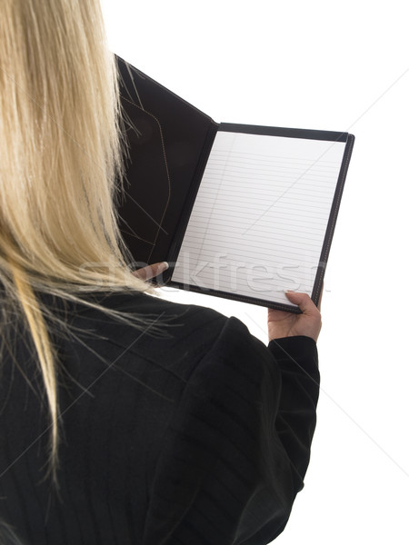 businesswoman - reading notepad Stock photo © dgilder