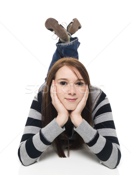 Stock photo: young woman - laying and looking