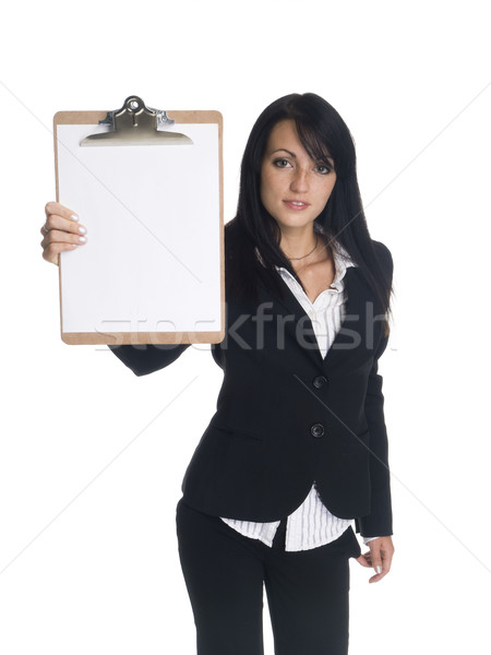 businesswoman - presenting clipboard Stock photo © dgilder