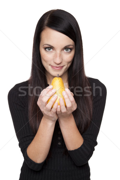 Produce - fruit woman with pear Stock photo © dgilder