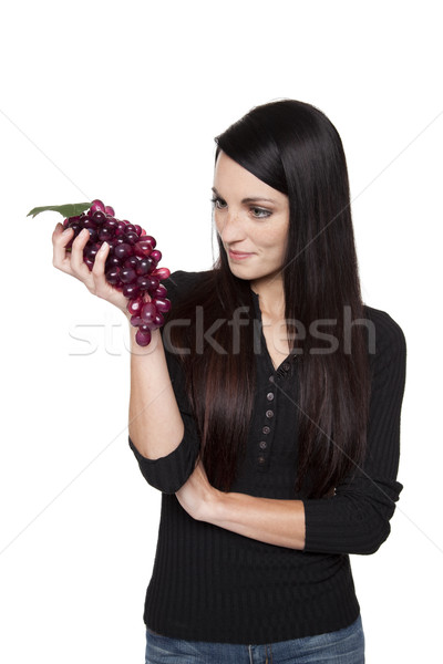 Produce - fruit woman with red grapes Stock photo © dgilder