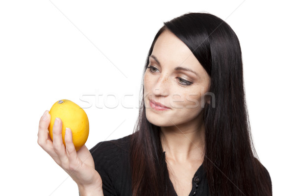 Produce - fruit woman with lemon Stock photo © dgilder