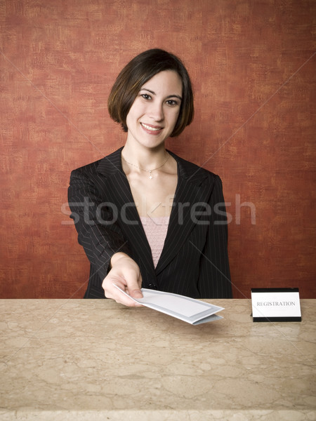 Hotel business werknemer glimlach werken vrouwelijke Stockfoto © dgilder