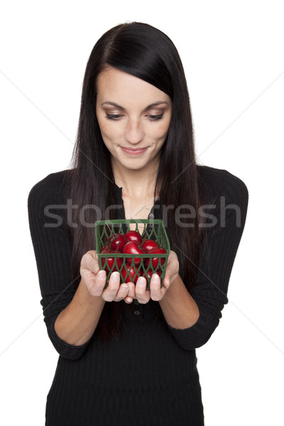 Produce - fruit woman with cherries Stock photo © dgilder