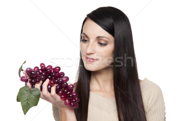 Produce - fruit woman with grapes Stock photo © dgilder