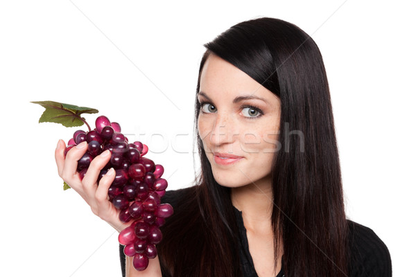 Produce - fruit woman with red grapes Stock photo © dgilder