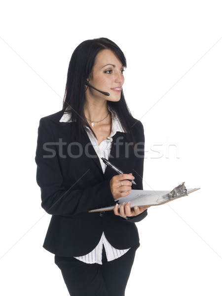 businesswoman - phone call clipboard Stock photo © dgilder