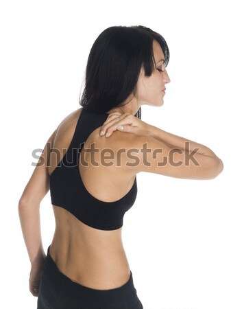 Frau Nackenschmerzen isoliert Fitness Hals Stock foto © dgilder