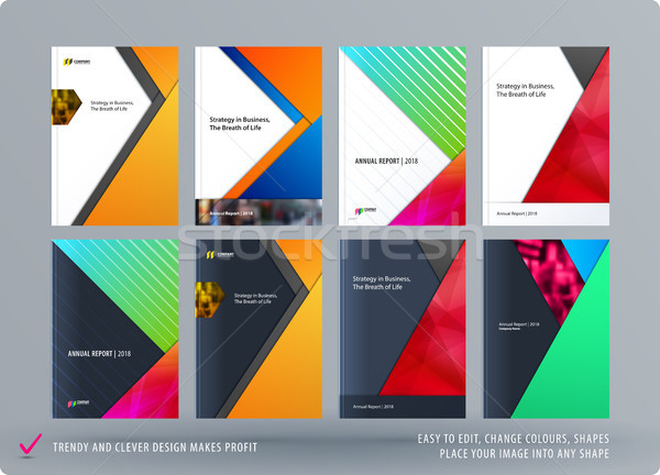 Abstract double-page brochure material design style with colourful layers for branding. Business vec Stock photo © Diamond-Graphics