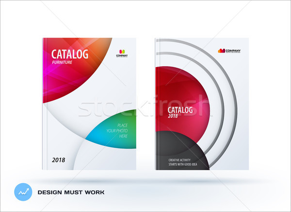 Creative design of business brochure set, abstract horizontal cover layout, flyer in A4 with red col Stock photo © Diamond-Graphics