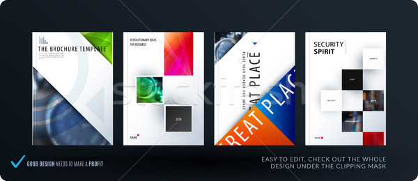 Brochure design triangular template. Colourful modern abstract set, annual report with shapes for br Stock photo © Diamond-Graphics