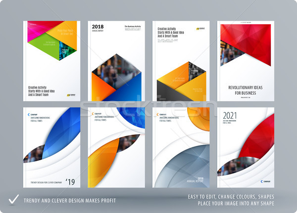 Brochure design rectangular template. Colourful modern abstract set, annual report with material des Stock photo © Diamond-Graphics