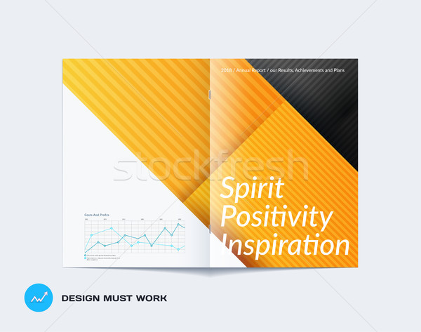 Material design of brochure set, abstract annual report, horizontal cover layout, flyer in A4 with v Stock photo © Diamond-Graphics