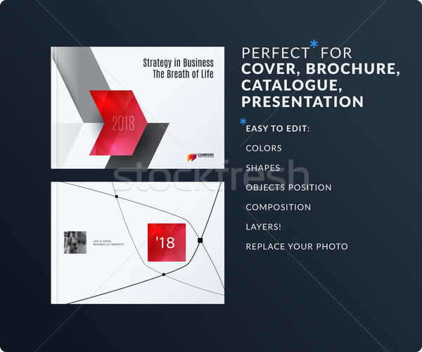 Stock photo: Presentation. Abstract vector set of modern horizontal templates with arrows diagonal shapes for bus