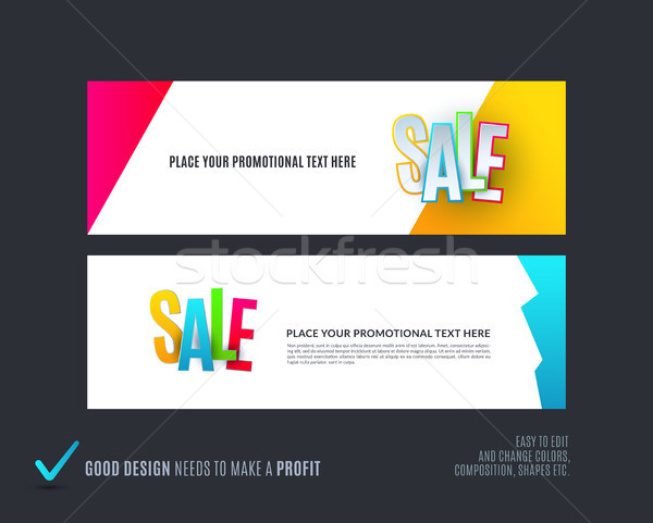 Abstract vector set of modern horizontal website sale banners with colourful words, abstract shapes  Stock photo © Diamond-Graphics