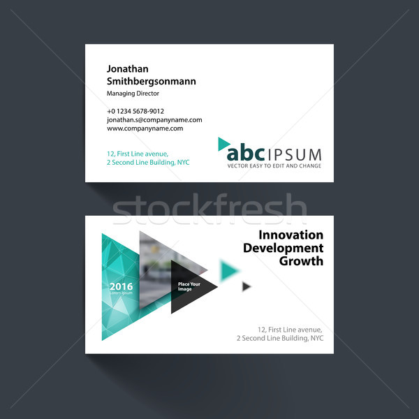 Vector business card template with flying triangles, arrows, pol Stock photo © Diamond-Graphics