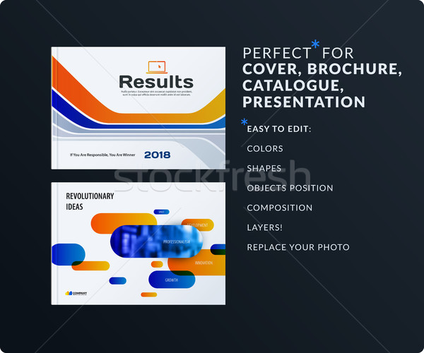 Presentation. Abstract blue orange vector set of modern horizontal templates with colourful smooth s Stock photo © Diamond-Graphics