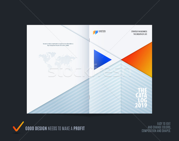 抽象的な 青 オレンジ カラフル パンフレット 素材 ストックフォト © Diamond-Graphics